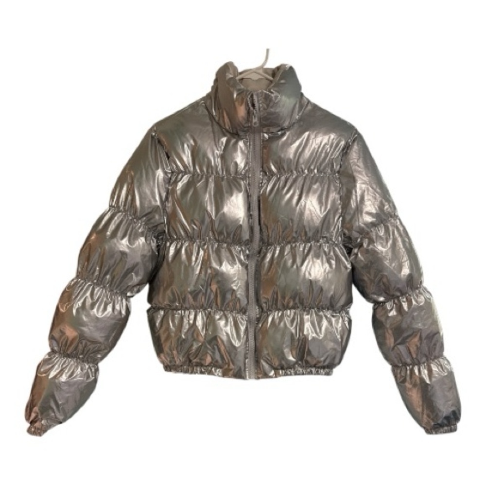 Shimmering Silver Women's Puffer Jacket - Picture 1 of 3